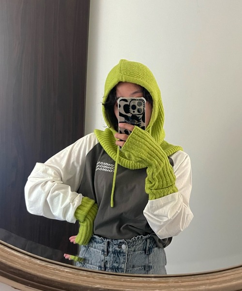 AS KNOW AS plus(アズノゥアズプラス)の「♪畦なこなれ バラクラバ(ニットキャップ/ビーニー・レディース・キナリ/チャコールグレー/ライトグリーン/オレンジ・FREE)」の9枚目の写真