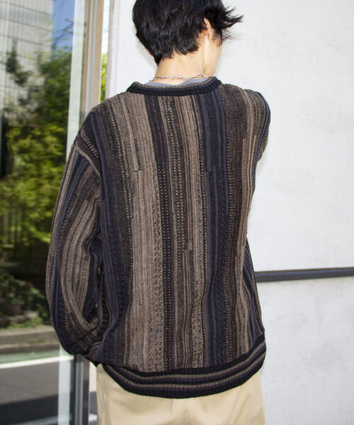 GLOSTER（グロスター）の「【GLOSTER/グロスター】ジオメトリック柄 クージーニット COOGI 3D レトロ（ニット/セーター・メンズ・ホワイト系その他/ブラック系その他/ブルー系その他・S/M/L）」の5枚目の写真