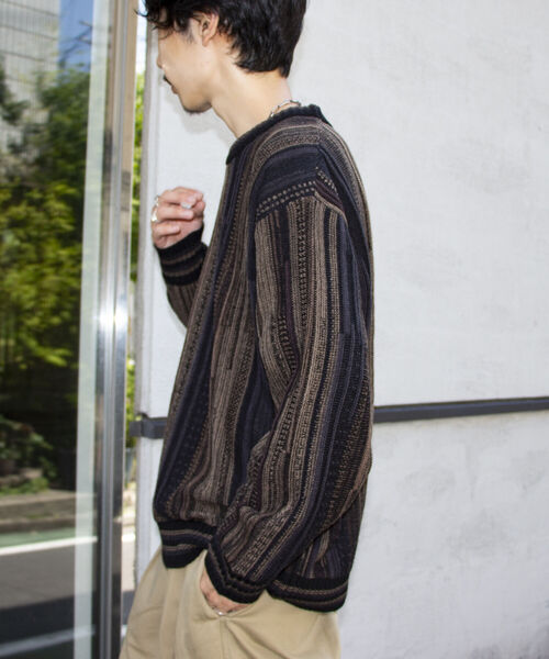 GLOSTER（グロスター）の「【GLOSTER/グロスター】ジオメトリック柄 クージーニット COOGI 3D レトロ（ニット/セーター・メンズ・ホワイト系その他/ブラック系その他/ブルー系その他・S/M/L）」の6枚目の写真