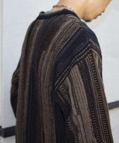 GLOSTER（グロスター）の「【GLOSTER/グロスター】ジオメトリック柄 クージーニット COOGI 3D レトロ（ニット/セーター・メンズ・ホワイト系その他/ブラック系その他/ブルー系その他・S/M/L）」の7枚目の写真
