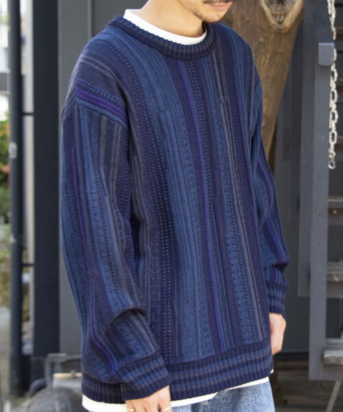 GLOSTER（グロスター）の「【GLOSTER/グロスター】ジオメトリック柄 クージーニット COOGI 3D レトロ（ニット/セーター・メンズ・ホワイト系その他/ブラック系その他/ブルー系その他・S/M/L）」の12枚目の写真