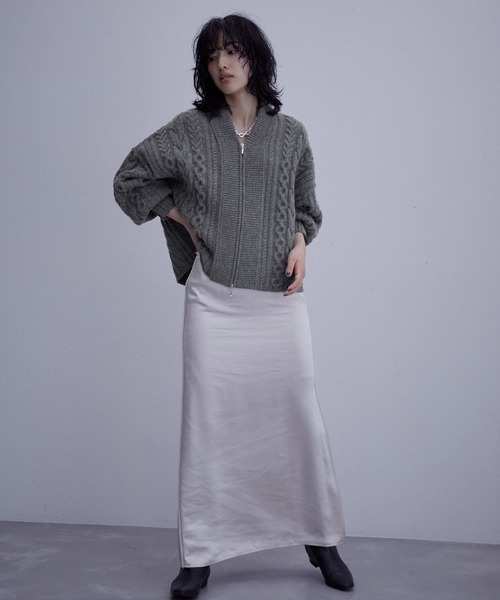 ADAM ET ROPE'(アダムエロペ)の「【サステナブル】リサイクルウールZIPカーディガン(カーディガン/ボレロ・レディース・チャコールグレー/イエロー/ホワイト系その他2・FREE)」の15枚目の写真