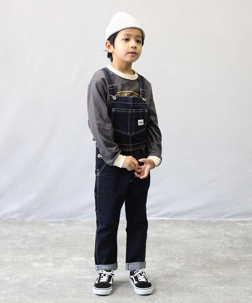 EDWIN（エドウィン）の「【EDWIN】デニムオーバーオール（サロペット/オーバーオール・キッズ・ダークインディゴブルー・120/140/130）」の2枚目の写真