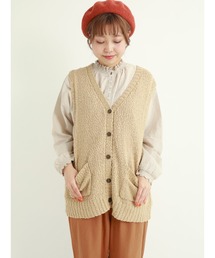 Samansa Mos2 | スラブニット前開きベスト(ベスト)