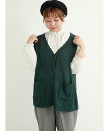 Samansa Mos2 | スラブニット前開きベスト(ベスト)