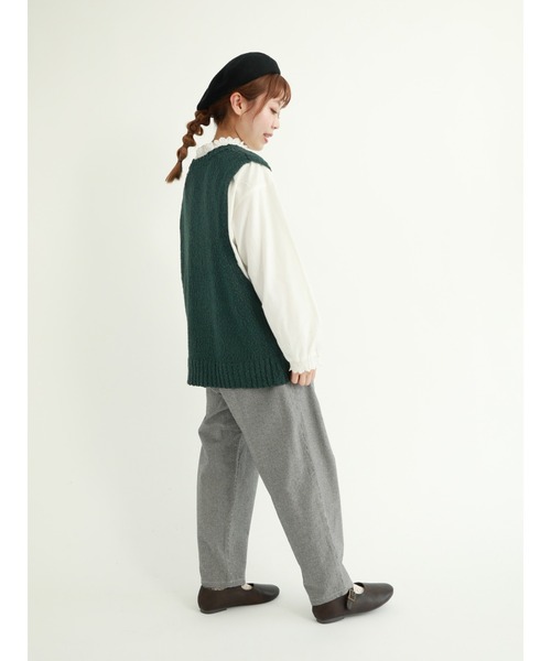 Samansa Mos2（サマンサ モスモス）の「スラブニット前開きベスト（ベスト・レディース・ブラック/ベージュ/ブラウン/グリーン/マスタード・ﾌﾘ-）」の14枚目の写真