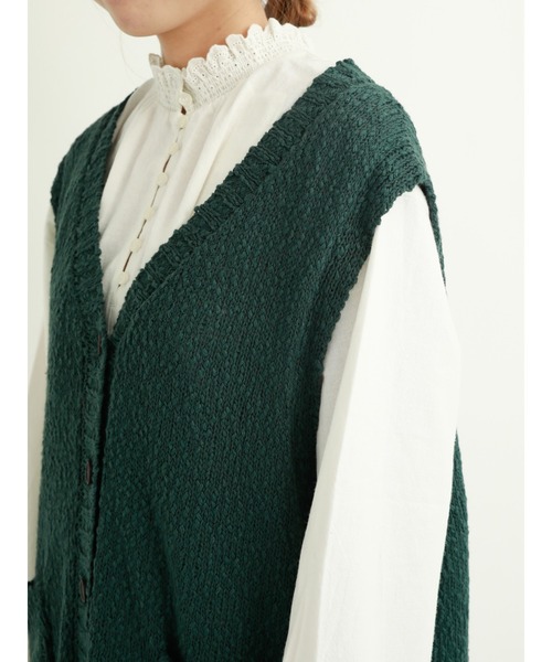 Samansa Mos2（サマンサ モスモス）の「スラブニット前開きベスト（ベスト・レディース・ブラック/ベージュ/ブラウン/グリーン/マスタード・ﾌﾘ-）」の7枚目の写真