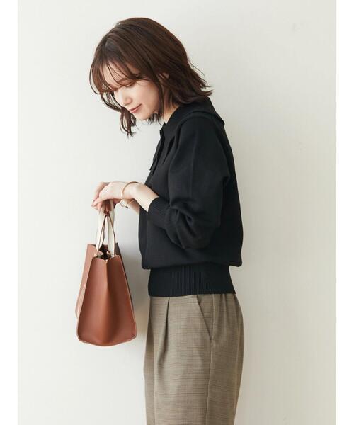 Green Parks(グリーンパークス)の「もちっと衿つきニットプルオーバー(ニット/セーター・レディース・アイボリー/ブラック/ブルー・FREE)」の8枚目の写真