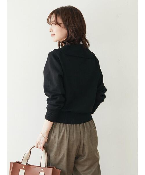 Green Parks(グリーンパークス)の「もちっと衿つきニットプルオーバー(ニット/セーター・レディース・アイボリー/ブラック/ブルー・FREE)」の9枚目の写真