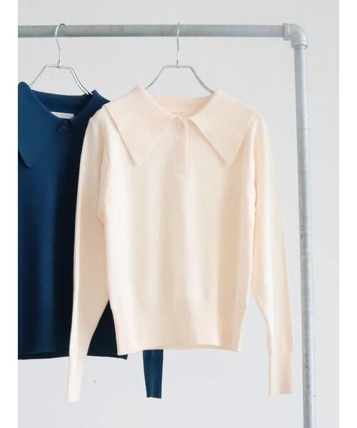 Green Parks(グリーンパークス)の「もちっと衿つきニットプルオーバー(ニット/セーター・レディース・アイボリー/ブラック/ブルー・FREE)」の2枚目の写真