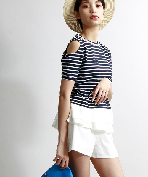 WEGO（ウィゴー）の「WEGO/ペプラムショートパンツ（その他パンツ・レディース・オフホワイト/ブラック/インディゴブルー/その他1・FREE）」の2枚目の写真