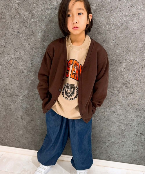 THE CASUAL（カジュアル）の「裏起毛　無地カーディガン（カーディガン/ボレロ・キッズ・ブラック/ブラウン/グレイッシュベージュ/ヘザーチャコール/キャメル/ダークグリーン/杢グレー/チャコール/ベージュ/ネイビー・140cm/160cm/120cm/110cm/130cm/150cm）」の5枚目の写真