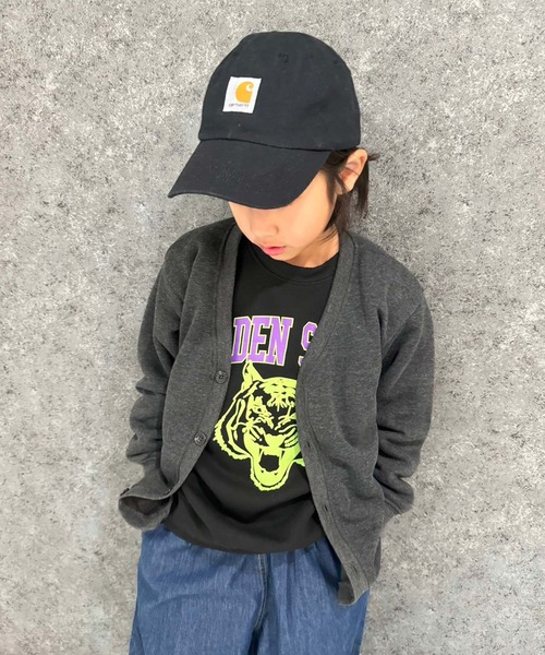 THE CASUAL（カジュアル）の「裏起毛　無地カーディガン（カーディガン/ボレロ・キッズ・ブラック/ブラウン/グレイッシュベージュ/ヘザーチャコール/キャメル/ダークグリーン/杢グレー/チャコール/ベージュ/ネイビー・140cm/160cm/120cm/110cm/130cm/150cm）」の3枚目の写真