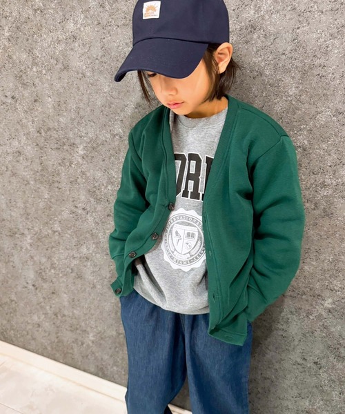 THE CASUAL（カジュアル）の「裏起毛　無地カーディガン（カーディガン/ボレロ・キッズ・ブラック/ブラウン/グレイッシュベージュ/ヘザーチャコール/キャメル/ダークグリーン/杢グレー/チャコール/ベージュ/ネイビー・140cm/160cm/120cm/110cm/130cm/150cm）」の8枚目の写真