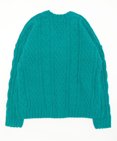 AZUL by moussy（アズールバイマウジー）の「CHENILLE CABLE CARDIGAN/シェニールケーブルカーディガン（カーディガン/ボレロ・メンズ・ブラック/ターコイズブルー/ベージュ/アイボリー/ブルー/グレー・FREE）」の7枚目の写真