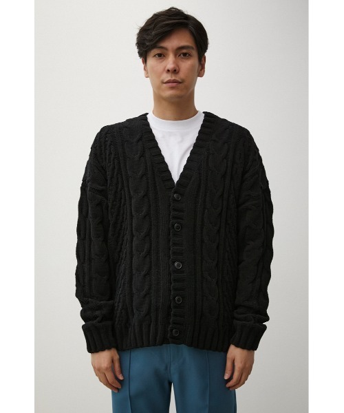 AZUL by moussy（アズールバイマウジー）の「CHENILLE CABLE CARDIGAN/シェニールケーブルカーディガン（カーディガン/ボレロ・メンズ・ブラック/ターコイズブルー/ベージュ/アイボリー/ブルー/グレー・FREE）」の22枚目の写真