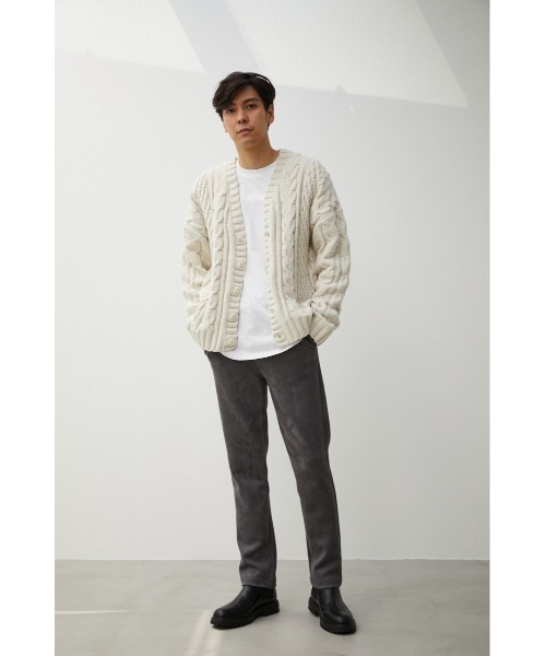 AZUL by moussy（アズールバイマウジー）の「CHENILLE CABLE CARDIGAN/シェニールケーブルカーディガン（カーディガン/ボレロ・メンズ・ブラック/ターコイズブルー/ベージュ/アイボリー/ブルー/グレー・FREE）」の10枚目の写真