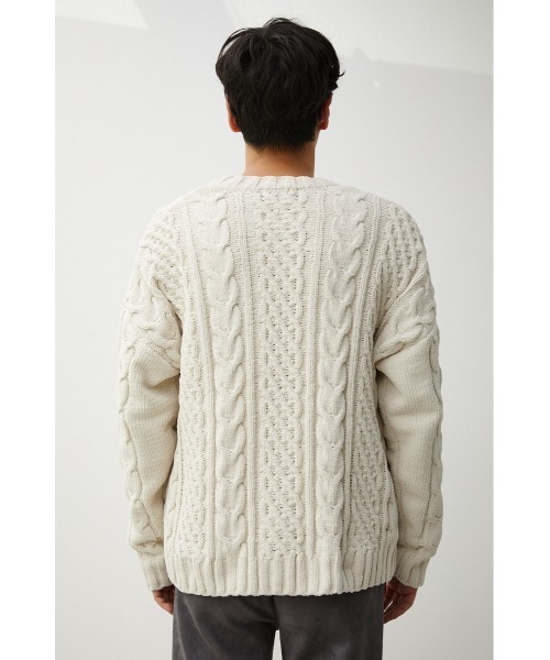 AZUL by moussy（アズールバイマウジー）の「CHENILLE CABLE CARDIGAN/シェニールケーブルカーディガン（カーディガン/ボレロ・メンズ・ブラック/ターコイズブルー/ベージュ/アイボリー/ブルー/グレー・FREE）」の13枚目の写真