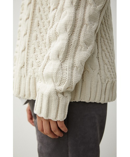 AZUL by moussy（アズールバイマウジー）の「CHENILLE CABLE CARDIGAN/シェニールケーブルカーディガン（カーディガン/ボレロ・メンズ・ブラック/ターコイズブルー/ベージュ/アイボリー/ブルー/グレー・FREE）」の16枚目の写真