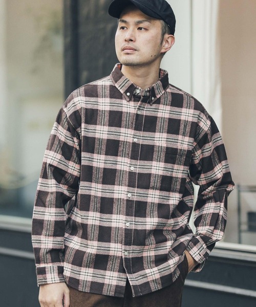 URBAN RESEARCH Sonny Label（アーバンリサーチサニーレーベル）の「チェックネルボタンダウンシャツ（シャツ/ブラウス・メンズ・カーキ/ブラウン/ネイビー・MEDIUM/LARGE）」の7枚目の写真