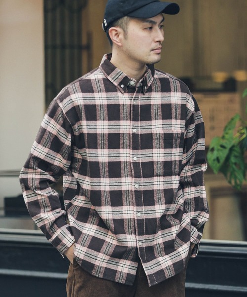 URBAN RESEARCH Sonny Label（アーバンリサーチサニーレーベル）の「チェックネルボタンダウンシャツ（シャツ/ブラウス・メンズ・カーキ/ブラウン/ネイビー・MEDIUM/LARGE）」の8枚目の写真