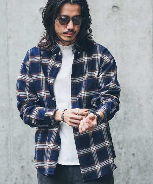 URBAN RESEARCH Sonny Label（アーバンリサーチサニーレーベル）の「チェックネルボタンダウンシャツ（シャツ/ブラウス・メンズ・カーキ/ブラウン/ネイビー・MEDIUM/LARGE）」の18枚目の写真