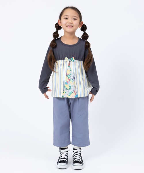 trois lapins kp(トロワラパンケーピー)の「ストレッチツイル8分丈パンツ(120~160)(その他パンツ・キッズ・マスタード/ブルー・120cm/130cm/140cm/150cm/160cm)」の6枚目の写真