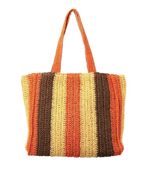 Ungrid（アングリッド）の「雑材ストライプカラーバッグ（トートバッグ・レディース・ダークブラウン/オレンジ・FREE）」の7枚目の写真