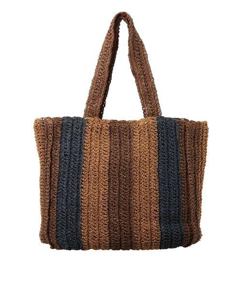 Ungrid（アングリッド）の「雑材ストライプカラーバッグ（トートバッグ・レディース・ダークブラウン/オレンジ・FREE）」の10枚目の写真