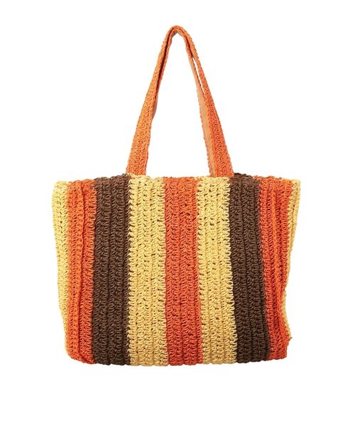 Ungrid（アングリッド）の「雑材ストライプカラーバッグ（トートバッグ・レディース・ダークブラウン/オレンジ・FREE）」の11枚目の写真
