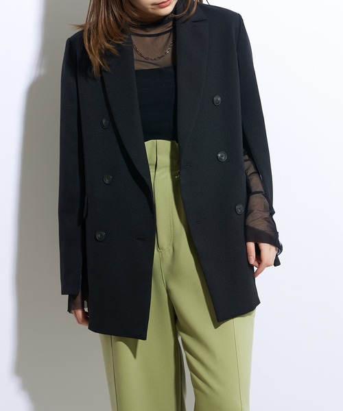 Lui's（ルイス）の「【23SS】2WAYスリーブツイルオーバーダブルジャケット(セットアップ対応)（テーラードジャケット・レディース・ブラック/オリーブ・FREE）」の5枚目の写真