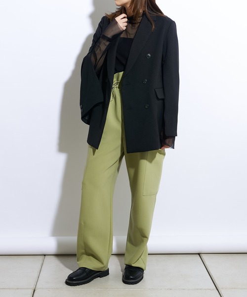 Lui's（ルイス）の「【23SS】2WAYスリーブツイルオーバーダブルジャケット(セットアップ対応)（テーラードジャケット・レディース・ブラック/オリーブ・FREE）」の8枚目の写真