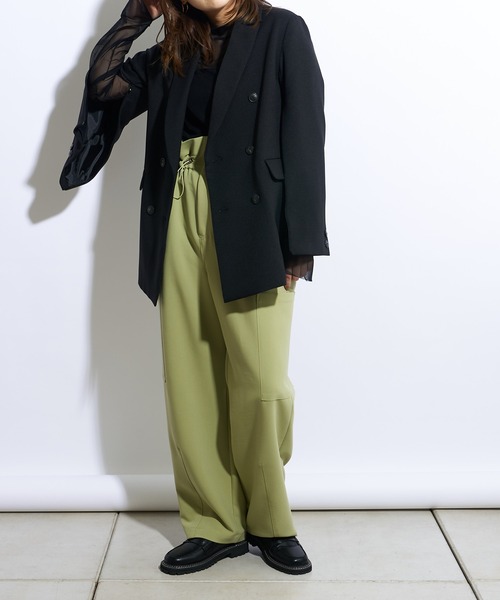 Lui's（ルイス）の「【23SS】2WAYスリーブツイルオーバーダブルジャケット(セットアップ対応)（テーラードジャケット・レディース・ブラック/オリーブ・FREE）」の9枚目の写真