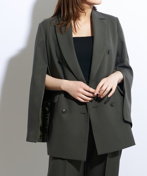 Lui's（ルイス）の「【23SS】2WAYスリーブツイルオーバーダブルジャケット(セットアップ対応)（テーラードジャケット・レディース・ブラック/オリーブ・FREE）」の12枚目の写真