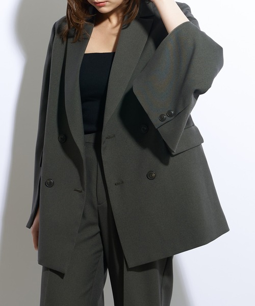 Lui's（ルイス）の「【23SS】2WAYスリーブツイルオーバーダブルジャケット(セットアップ対応)（テーラードジャケット・レディース・ブラック/オリーブ・FREE）」の13枚目の写真