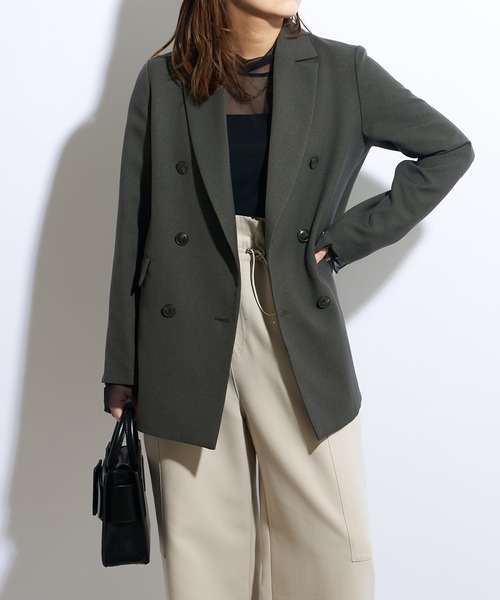 Lui's（ルイス）の「【23SS】2WAYスリーブツイルオーバーダブルジャケット(セットアップ対応)（テーラードジャケット・レディース・ブラック/オリーブ・FREE）」の17枚目の写真