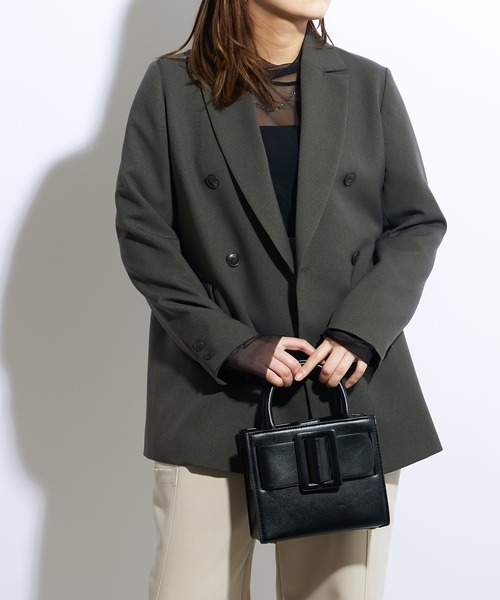 Lui's（ルイス）の「【23SS】2WAYスリーブツイルオーバーダブルジャケット(セットアップ対応)（テーラードジャケット・レディース・ブラック/オリーブ・FREE）」の19枚目の写真