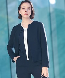 INDIVI | 【SETUP可能/セレモニー/通勤】ツィードノーカラージャケット(ノーカラージャケット)