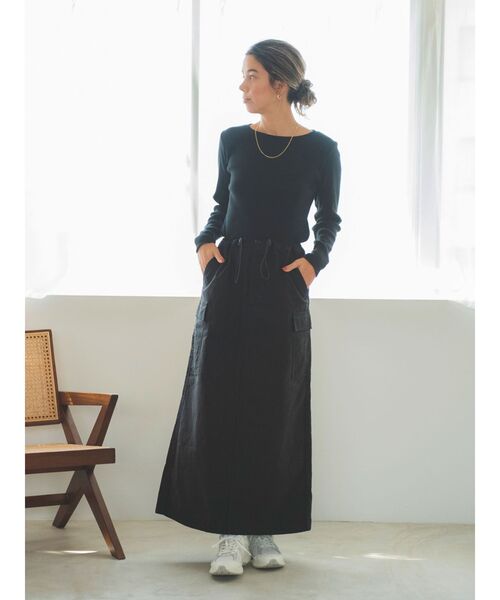 Ungrid(アングリッド)の「ミリタリードロストスカート(スカート・レディース・ブラック/カーキ・FREE)」の4枚目の写真