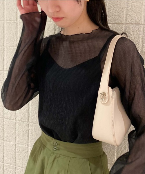 archives（アルシーヴ）の「シアー楊柳ＴＯＰＳ（Tシャツ/カットソー・レディース・ピンク/グリーン/ブラック/アイボリー/グレー・MEDIUM）」の3枚目の写真