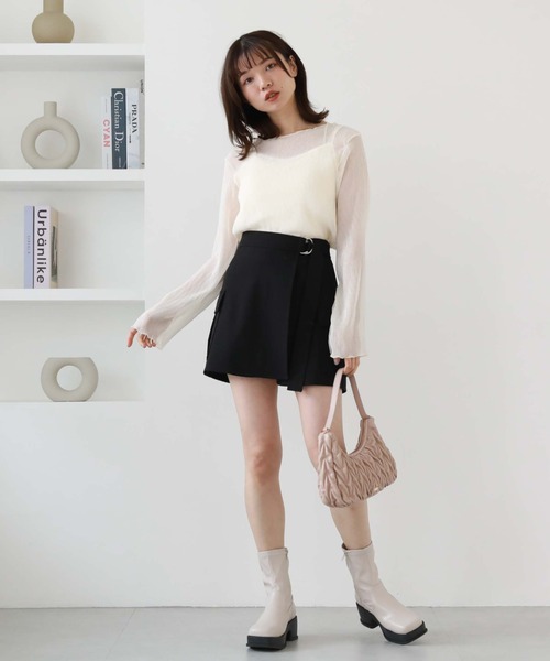 archives（アルシーヴ）の「シアー楊柳ＴＯＰＳ（Tシャツ/カットソー・レディース・ピンク/グリーン/ブラック/アイボリー/グレー・MEDIUM）」の12枚目の写真