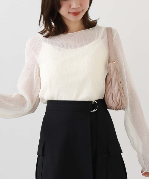 archives（アルシーヴ）の「シアー楊柳ＴＯＰＳ（Tシャツ/カットソー・レディース・ピンク/グリーン/ブラック/アイボリー/グレー・MEDIUM）」の10枚目の写真