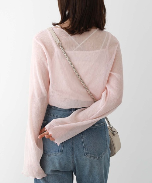 archives（アルシーヴ）の「シアー楊柳ＴＯＰＳ（Tシャツ/カットソー・レディース・ピンク/グリーン/ブラック/アイボリー/グレー・MEDIUM）」の16枚目の写真