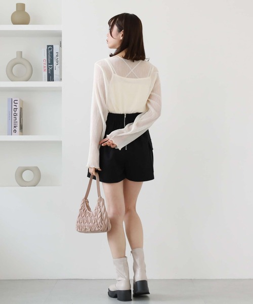 archives（アルシーヴ）の「シアー楊柳ＴＯＰＳ（Tシャツ/カットソー・レディース・ピンク/グリーン/ブラック/アイボリー/グレー・MEDIUM）」の13枚目の写真