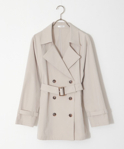 Honeys（ハニーズ）の「撥水加工ハーフ丈トレンチコート（トレンチコート・レディース・ベージュ/ピンク/アイボリー/グレイッシュベージュ・S/M/L/LL）」の11枚目の写真