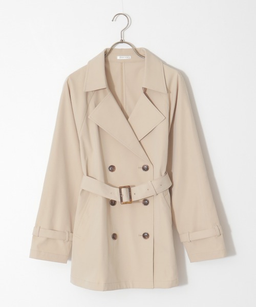 Honeys（ハニーズ）の「撥水加工ハーフ丈トレンチコート（トレンチコート・レディース・ベージュ/ピンク/アイボリー/グレイッシュベージュ・S/M/L/LL）」の19枚目の写真