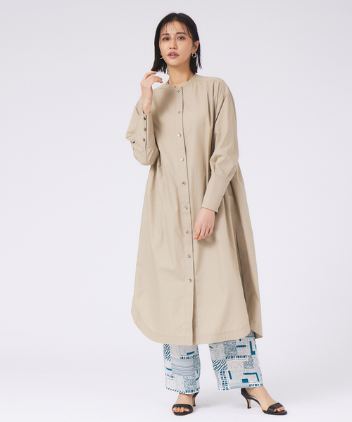 qualite（カリテ）の「ハイカウントロングシャツワンピース（ワンピース・レディース・ブルー/ベージュ・フリー）」の2枚目の写真
