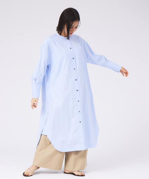 qualite（カリテ）の「ハイカウントロングシャツワンピース（ワンピース・レディース・ブルー/ベージュ・フリー）」の3枚目の写真