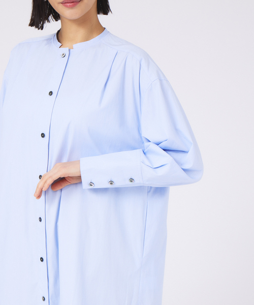 qualite（カリテ）の「ハイカウントロングシャツワンピース（ワンピース・レディース・ブルー/ベージュ・フリー）」の9枚目の写真