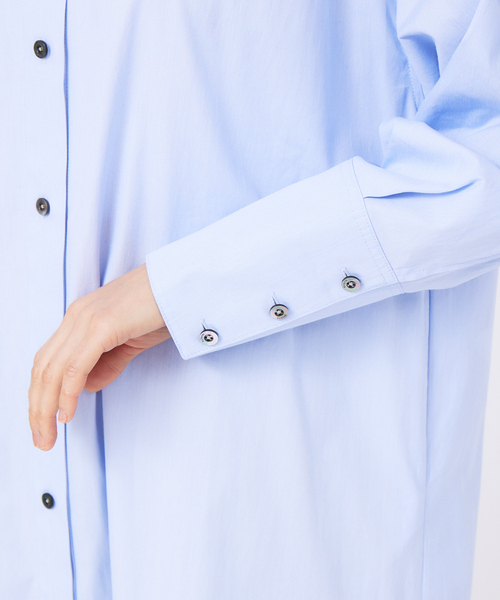 qualite（カリテ）の「ハイカウントロングシャツワンピース（ワンピース・レディース・ブルー/ベージュ・フリー）」の10枚目の写真